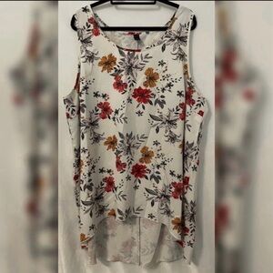 Emery Rose Floral High-Low Sleeveless Blouse